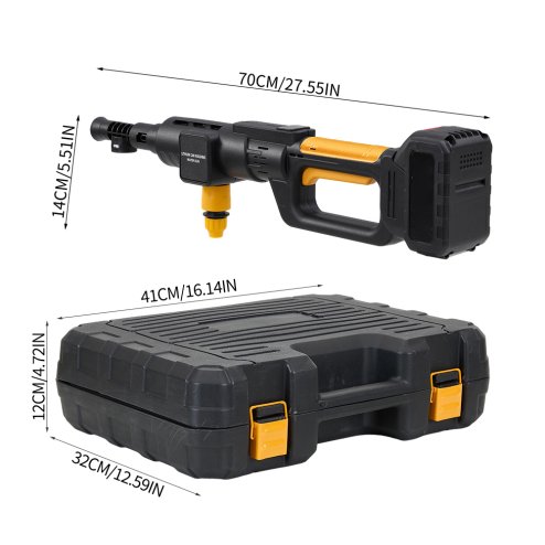 Living and Home 21V Cordless Handheld Pressure Washer Cleaner with 2 Batteries, Yellow+Black