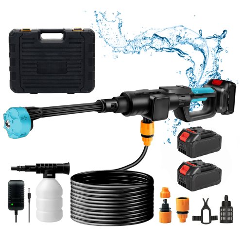 Living and Home 21V Cordless Handheld Pressure Washer Cleaner with 2 Batteries, Blue+Black