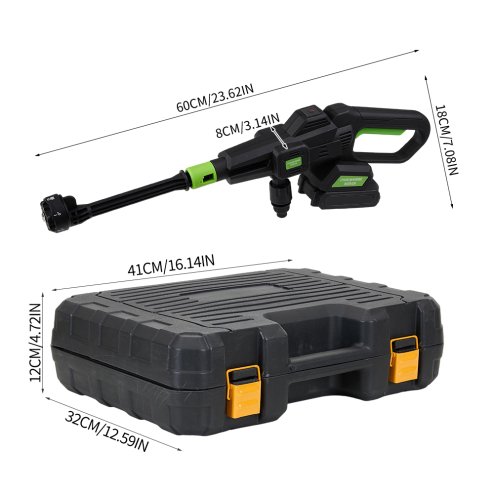 Living and Home 21V Cordless Handheld Pressure Washer Cleaner with 2 Batteries, Green+Black