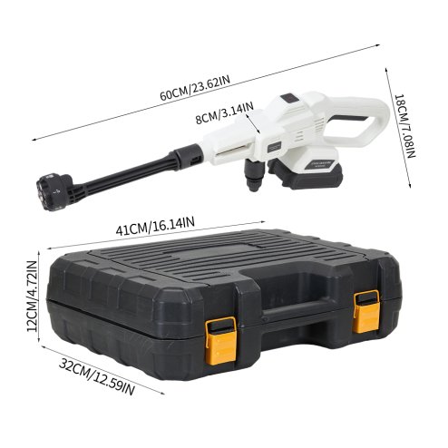 Living and Home 21V Cordless Handheld Pressure Washer Cleaner with 2 Batteries, White+Black