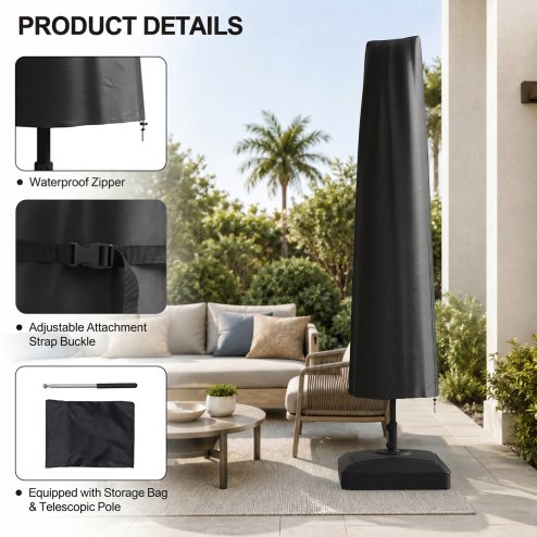 Living and Home Outdoor Waterproof Garden Parasol Cover for Centre-Pole Umbrella