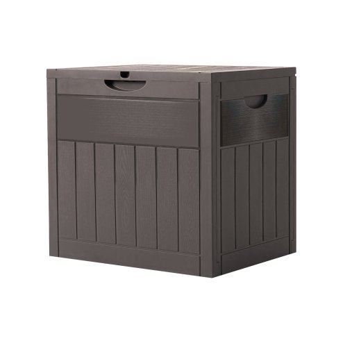 Living and Home 126L PP Garden Storage Box with Combination Padlock, Brown Wood Grain