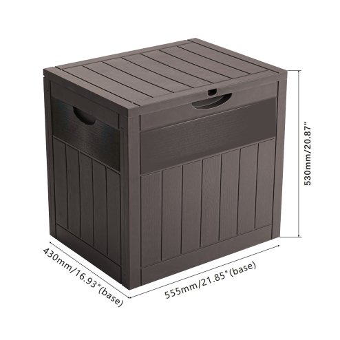 Living and Home 126L PP Garden Storage Box with Combination Padlock, Brown Wood Grain