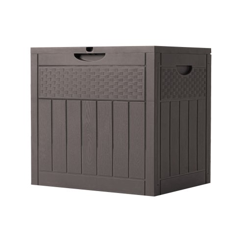 Living and Home 126L PP Garden Storage Box with Combination Padlock, Brown Rattan Texture