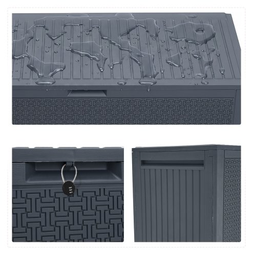 Living and Home 340L PP Garden Storage Box, Dark Grey
