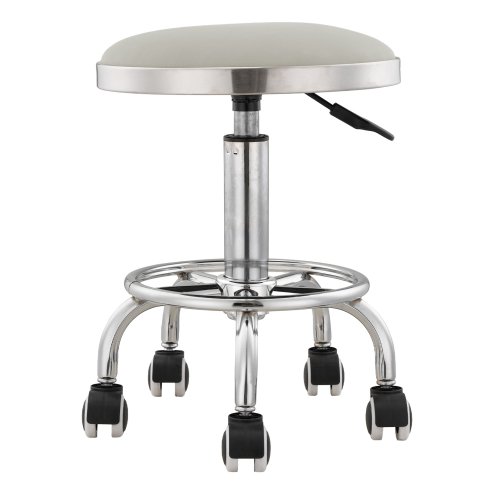Living and Home Height-Adjustable PU Leather Round Salon Rolling Stool