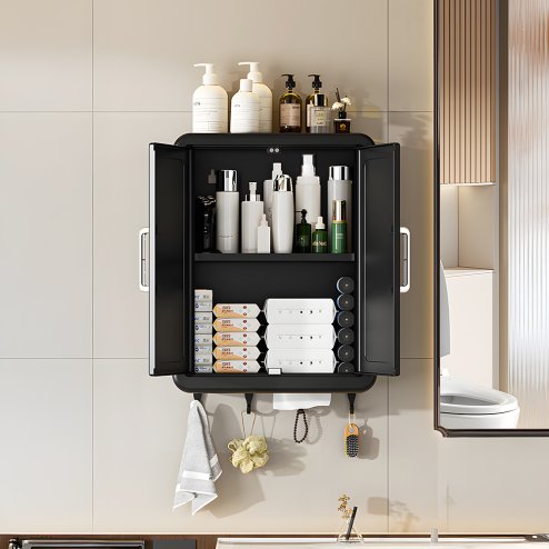 Living and Home Foldable Wall-Mounted Bathroom Storage Cabinet with Doors