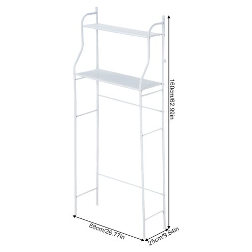 Living and Home 2-Tier Freestanding Over Toilet Storage Rack, 68cm W x 25cm D x 160cm H
