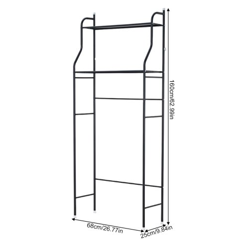 2-Tier Over-The-Toilet Storage Rack, 68cm W x 25cm D x 160cm H, Black