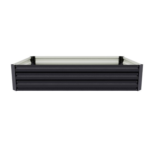Living and Home Charcoal Black Rectangular Galvanised Steel Raised Garden Bed, 120cm W x 90cm D x 30cm H