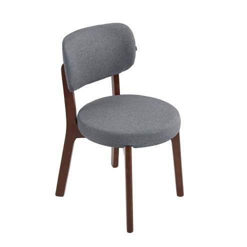 Living and Home 2Pcs Grey Upholstered Dining Chairs, Walnut Rubber Wood Frame Kitchen Side Chairs