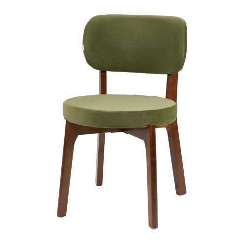 Living and Home 2Pcs Dark Green Upholstered Dining Chairs, Walnut Rubber Wood Frame Kitchen Side Chairs