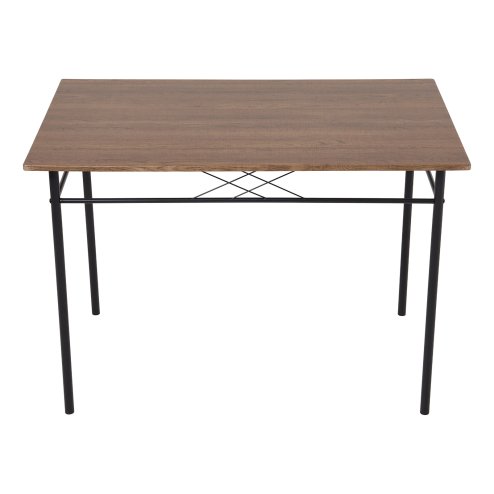 Living and Home 5 Pieces Oak Wood Grain Dining Table Set with 4 X-Back Metal Frame Dining Chairs