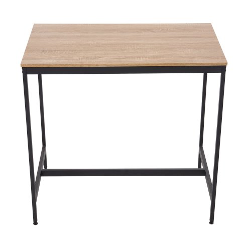 Living and Home 5 Piece Oak Wood Grain Bar Table Set with 4 Stools, Black Metal Frame Pub Dining Set