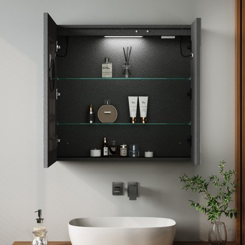 Living and Home 2-Door  Wall-mounted Bathroom Mirror Cabinet with Led Lights