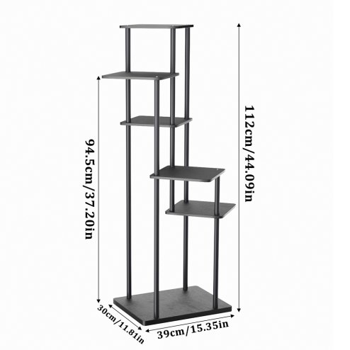 Living and Home 6-Tier Plant Stand Plant Display, Black, 39cm W x 30cm D x 112cm H