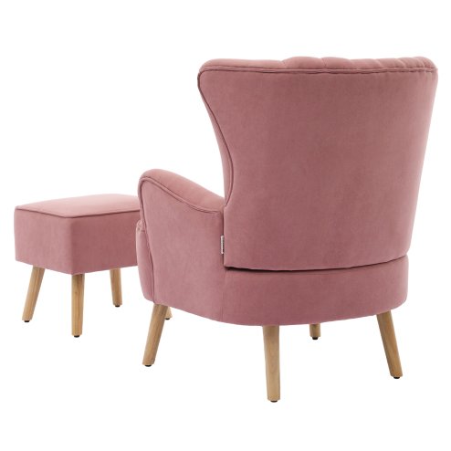 Living and Home Contemporary Curved Back Single Armchair with Lumbar Pillow and Footstool