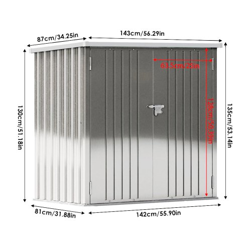 Living and Home 4.6x2.9ft Garden Metal Tool Shed Outdoor Patio Storage House