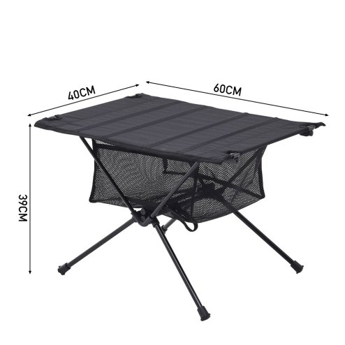 Living and Home Folding Aluminium Camping Table with Mesh Shelf