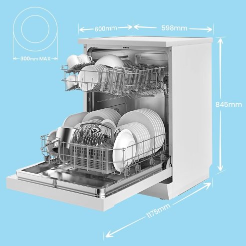 Cloud Wash Freestanding Dishwasher with 12 Place Settings, 8 Programs, 30-Min Quick Wash & 70C Hygiene, 24h Delay Start, Advanced Drying, 49 dB