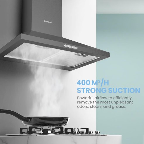 3-Speed 60cm Wall Mounted Chimney Cooker Range Hood with LED Light