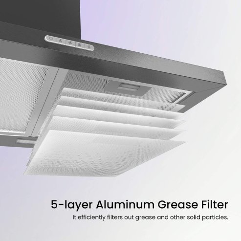 3-Speed 60cm Wall Mounted Chimney Cooker Range Hood with LED Light