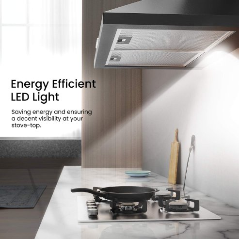 3-Speed 60cm Wall Mounted Chimney Cooker Range Hood with LED Light
