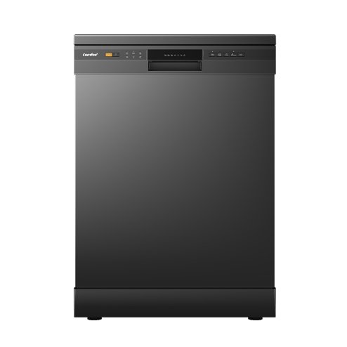 Black Freestanding Dishwasher with 12 Place Settings & 6 Washing Programs