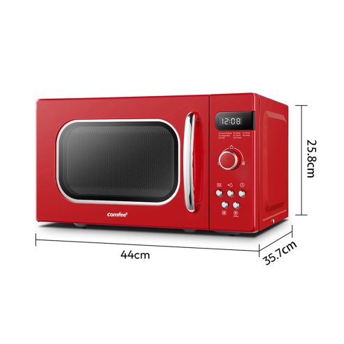 800W 20L Retro Microwave Oven with LED Display, 5 Cooking Power Levels, 8 Auto Menus