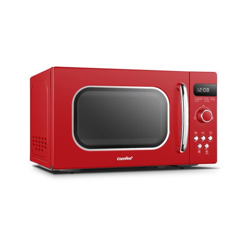 800W 20L Retro Microwave Oven with LED Display, 5 Cooking Power Levels, 8 Auto Menus