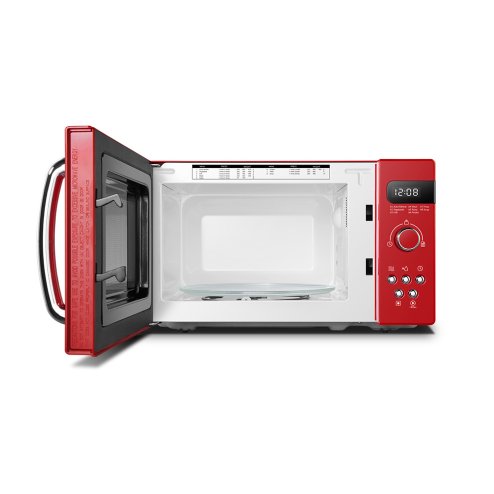 800W 20L Retro Microwave Oven with LED Display, 5 Cooking Power Levels, 8 Auto Menus