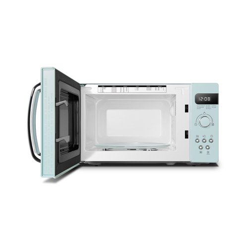 800W 20L Retro Microwave Oven with LED Display, 8 Modes, 5 Power Levels, Defrost Setting