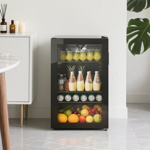 93L Under Counter Beer and Drinks Fridge with Low-E Glass Door, Removable Shelves