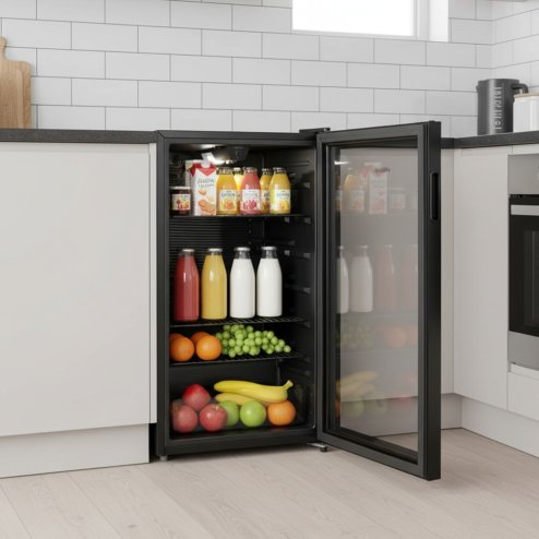 93L Under Counter Beer and Drinks Fridge with Low-E Glass Door, Removable Shelves