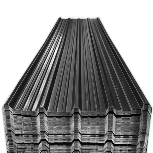 Living and Home 12Pcs Metal Corrugated Roofing Sheets, 0.27mm H x 129cm W x 45cm D, Black