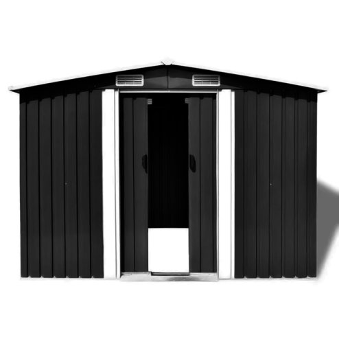 Living and Home 12Pcs Metal Corrugated Roofing Sheets, 0.27mm H x 129cm W x 45cm D, Black