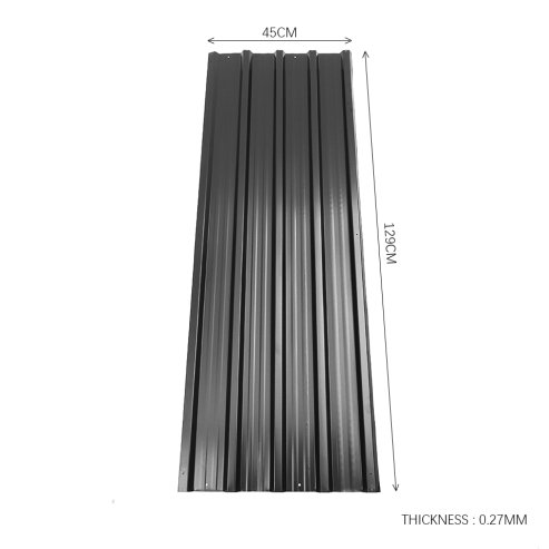 Living and Home 12Pcs Metal Corrugated Roofing Sheets, 0.27mm H x 129cm W x 45cm D, Black