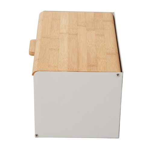 Living and Home 2-door Countertop Metal Bread Box with Bamboo Lid