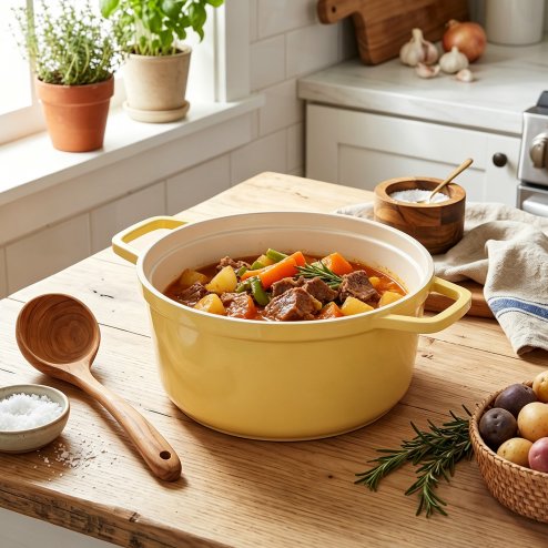 Living and Home 4.75 L Enameled Dutch Oven with Dual Handles and Lid