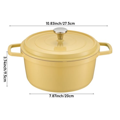 Living and Home 2.75 L Enameled Dutch Oven with Dual Handles and Lid