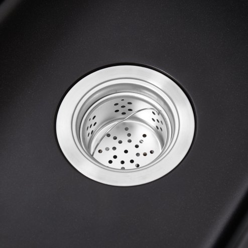 Living and Home Double Bowl Quartz Resin Composite Kitchen Sink with Waste Kit, 116cm (W) x 50cm (D) x 20cm (H), Black