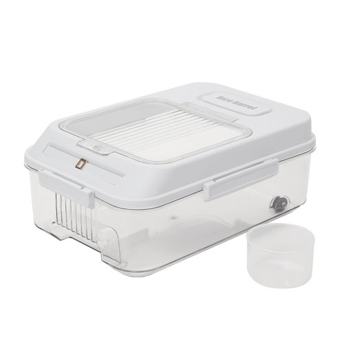 Living and Home 5KG Airtight Rice Storage Container with Lid, Clear + Cream