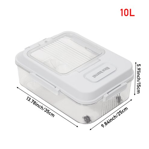 Living and Home 5KG Airtight Rice Storage Container with Lid, Clear + Cream