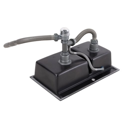 Living and Home Modern Quartz Resin Composite Kitchen Sink with Waste Kit, 80cm W x 48cm D x 21cm H, Black