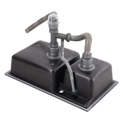 Living and Home Modern Quartz Resin Composite Kitchen Sink with Waste Kit, 82cm W x 46cm D x 22cm H