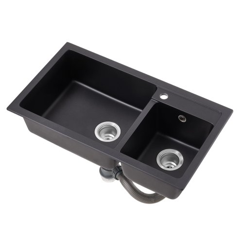 Living and Home Modern Quartz Resin Composite Kitchen Sink with Waste Kit, 82cm W x 46cm D x 22cm H