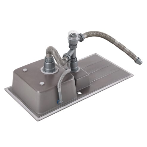 Living and Home Modern Quartz Resin Composite Kitchen Sink with Waste Kit, 100cm W x 50cm D x 20.5cm H, Graphite Grey