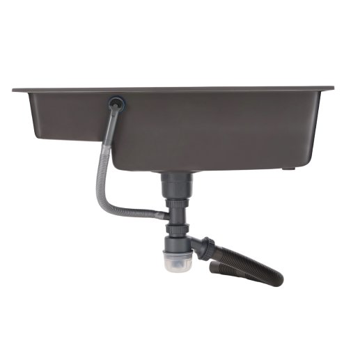 Living and Home Modern Quartz Resin Composite Kitchen Sink with Waste Kit, 80cm W x 49cm D x 22cm H, Graphite Grey