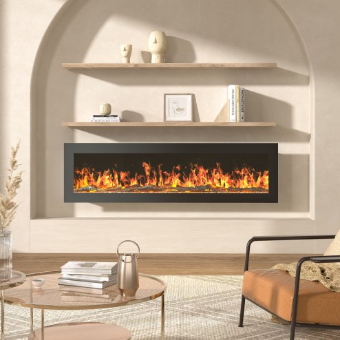 Living and Home 50 Inch Wall Mounted Freestanding Electric Fireplace 12 Flame Colours with Remote Control