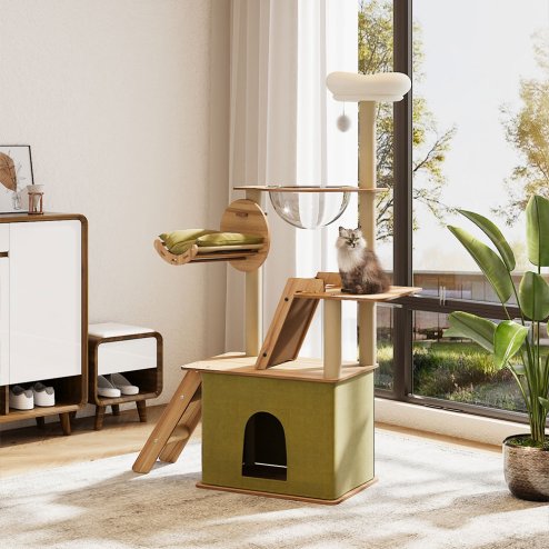 Living and Home Luxurious Cat Tower Set with Scratching Board